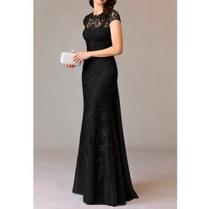 Azazie Jamila Mermaid Lace Dress Black Size 14
